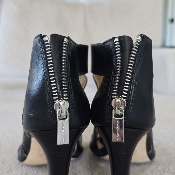 Michael Kors Black Leather Gisele Open Toe Caged Heels - Size 7 - Picture 8 of 16